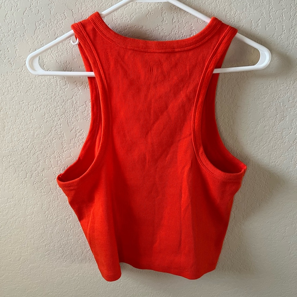 Maeve from Anthropologie Women’s Ribbed Cropped Tank Top Size L Bright Orange - Picture 3 of 4